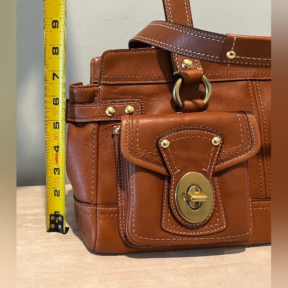 Rare, Ltd. Edition Coach Legacy Gardenia British Tan Leather Satchel Like New - Picture 15 of 16